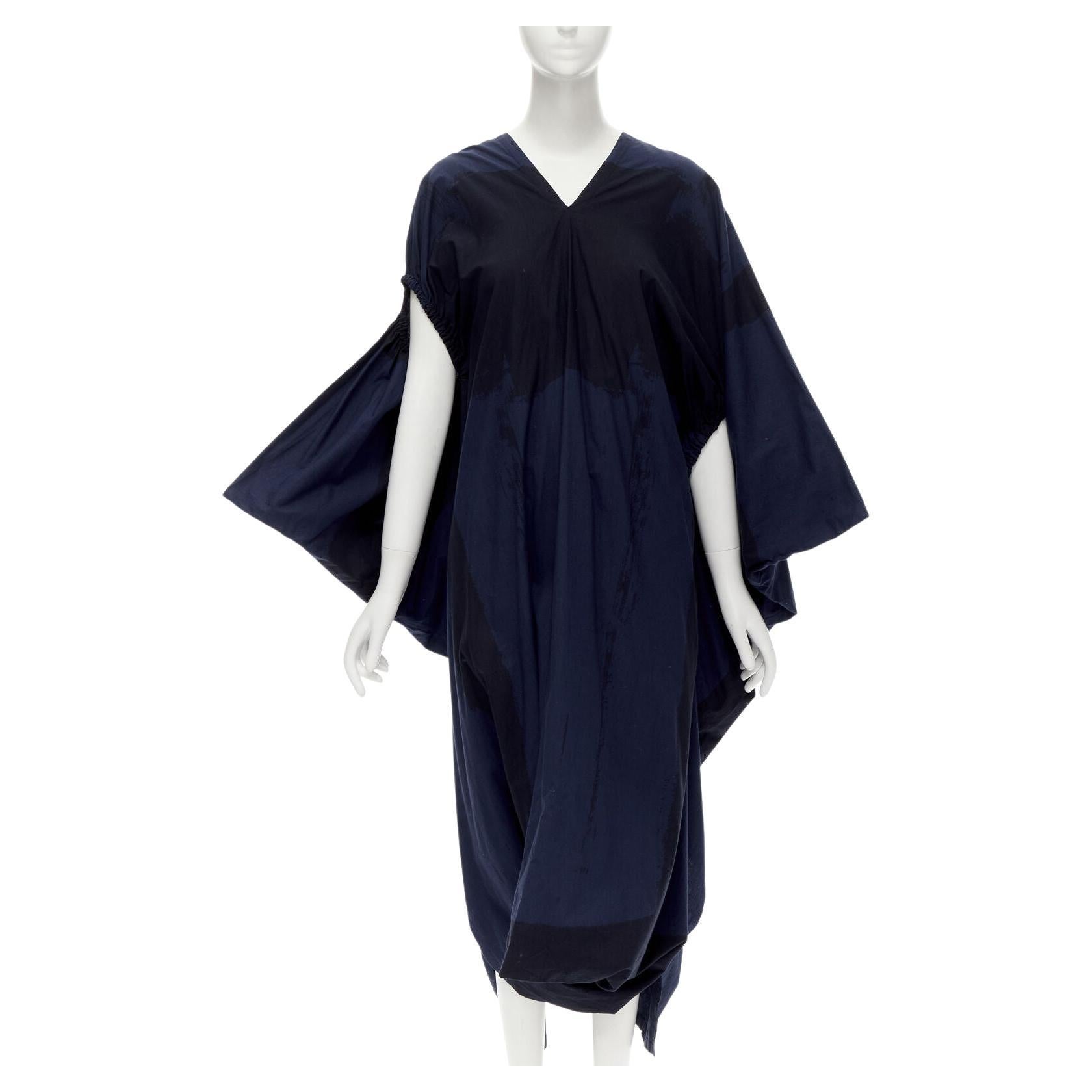 rare COMME DES GARCONS Vintage 1980's blue brushstroke angular trapeze dress For Sale