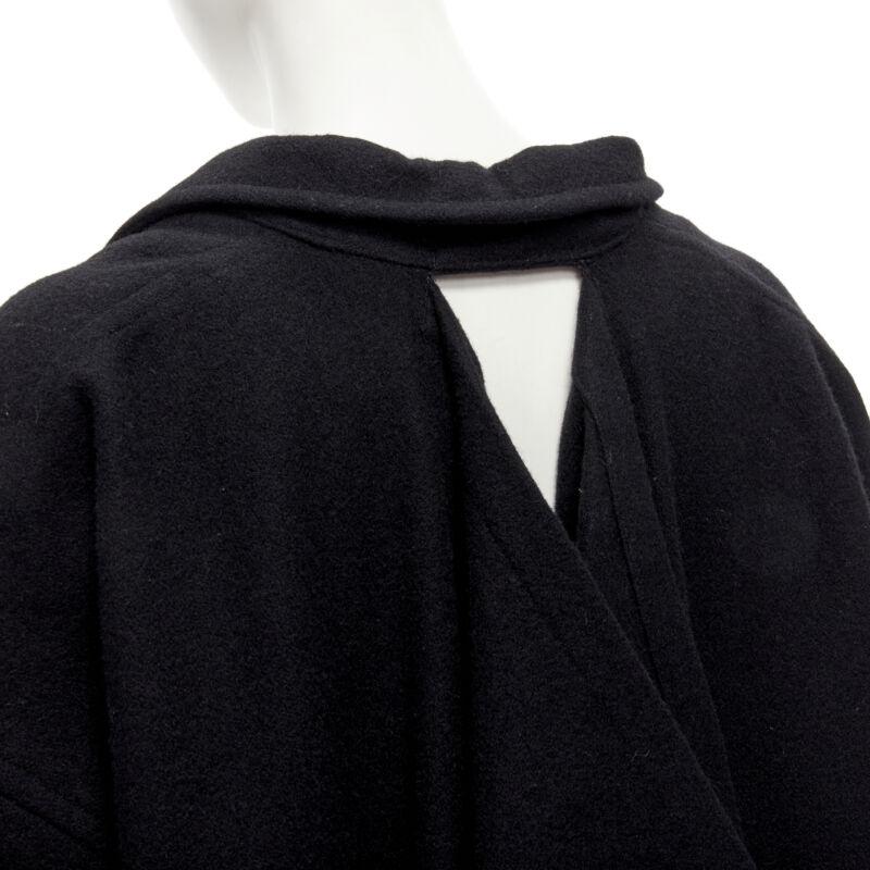 Black rare COMME DES GARCONS Vintage 1980's Dinosaur jagged cut out draped  coat M For Sale