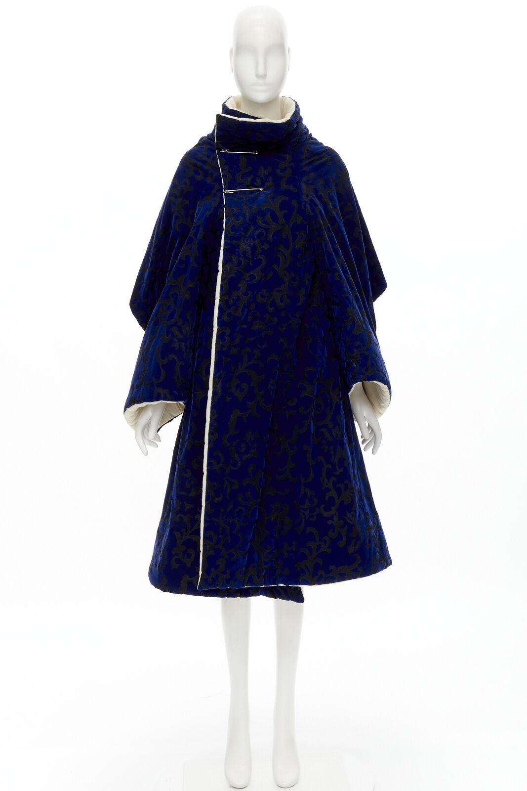 rare COMME DES GARCONS Vintage 1996 Runway blue devore padded morning coat M 7