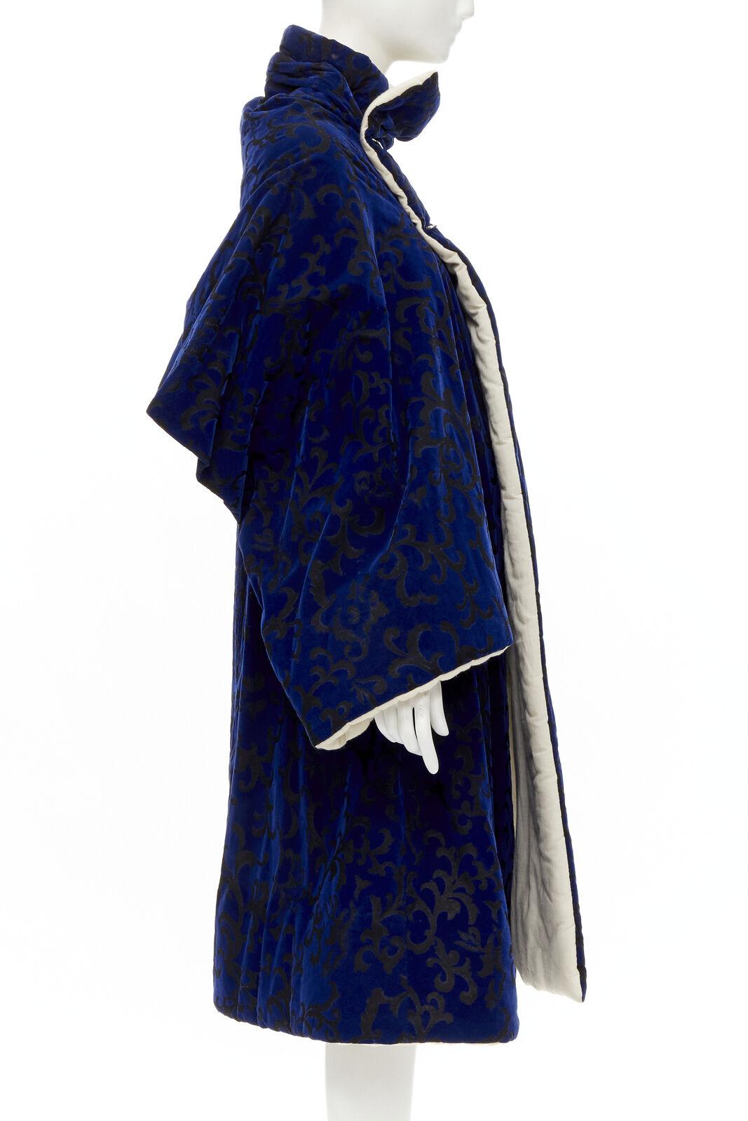 Women's rare COMME DES GARCONS Vintage 1996 Runway blue devore padded morning coat M