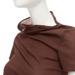 rare COMME DES GARCONS Vintage 1997 brown bias cowl neck irregular top