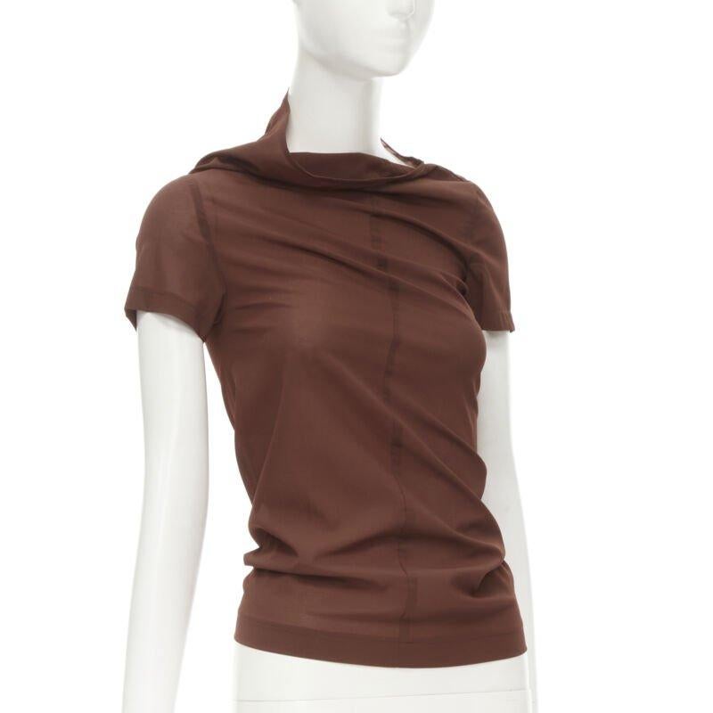 Brown rare COMME DES GARCONS Vintage 1997 brown bias cowl neck irregular top
