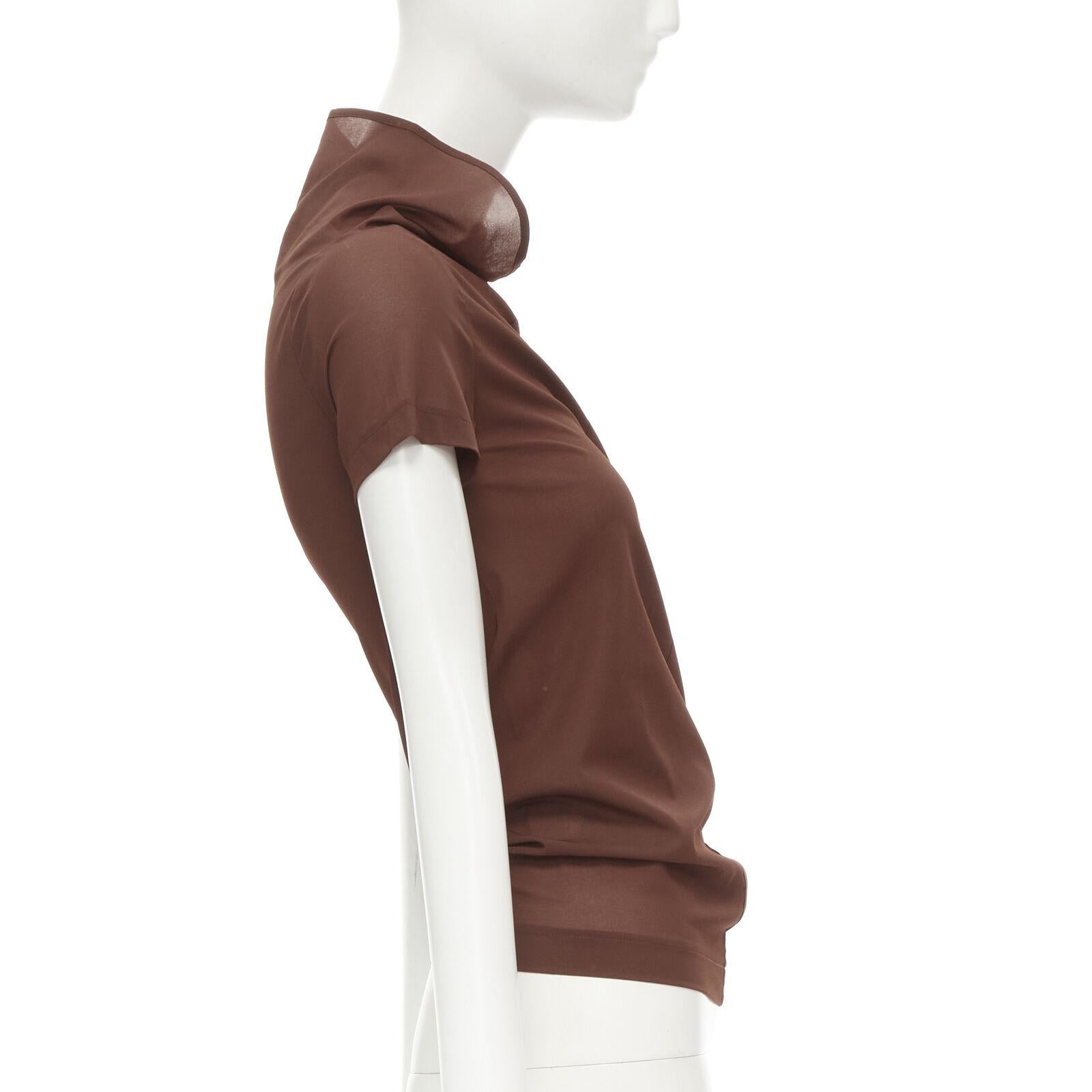 rare COMME DES GARCONS Vintage 1997 brown bias cowl neck irregular top In Excellent Condition For Sale In Hong Kong, NT
