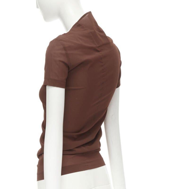 rare COMME DES GARCONS Vintage 1997 brown bias cowl neck irregular top 2