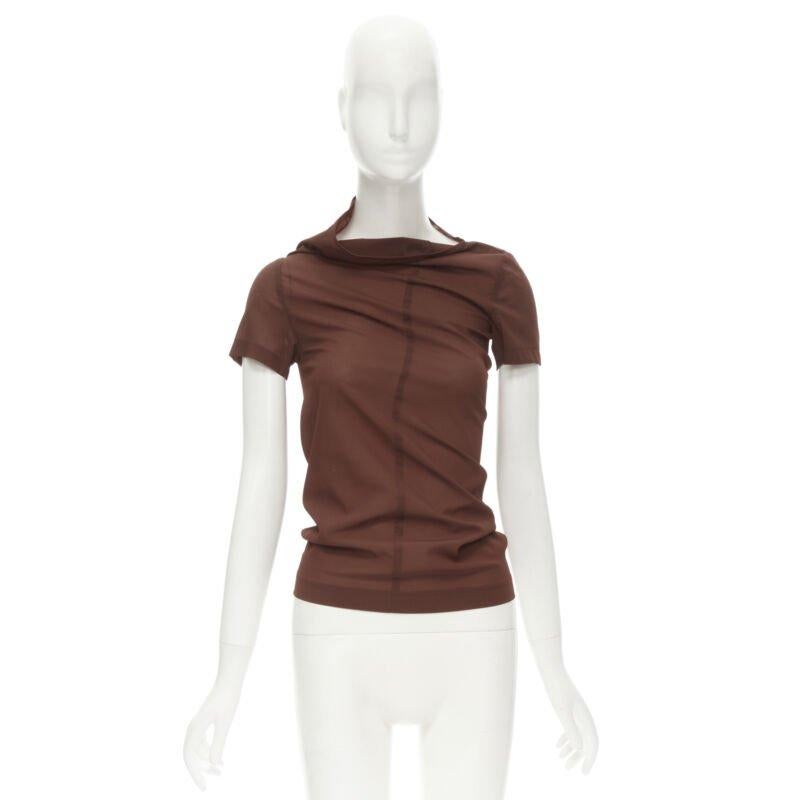 rare COMME DES GARCONS Vintage 1997 brown bias cowl neck irregular top 4
