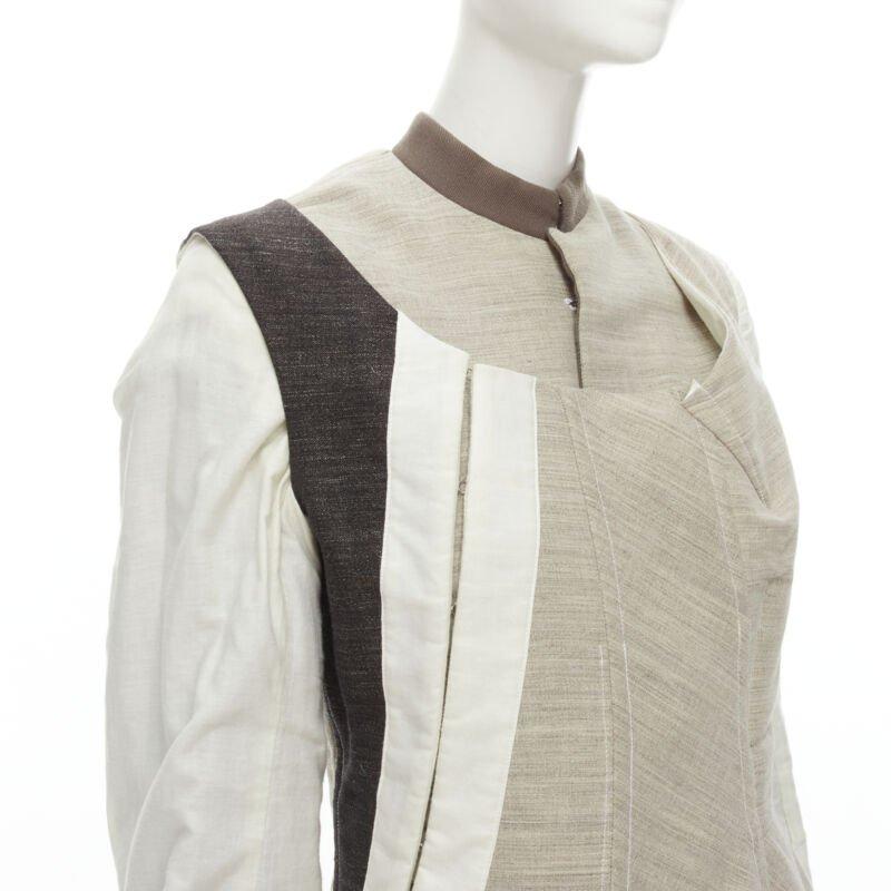 Beige raro COMME DES GARCONS Vintage 1998 Runway patchwork inside out bias coat S in vendita