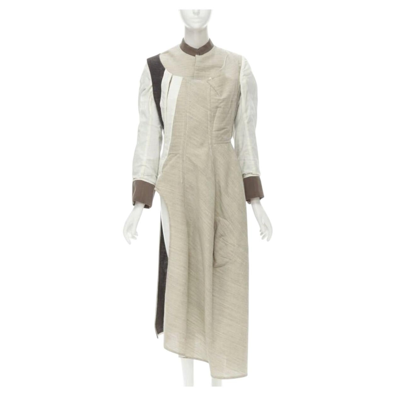 Pre-owned Comme Des Garçons Rare Comme Des Garcons Vintage 1998 Runway Patchwork Inside Out Bias Coat S In Sand