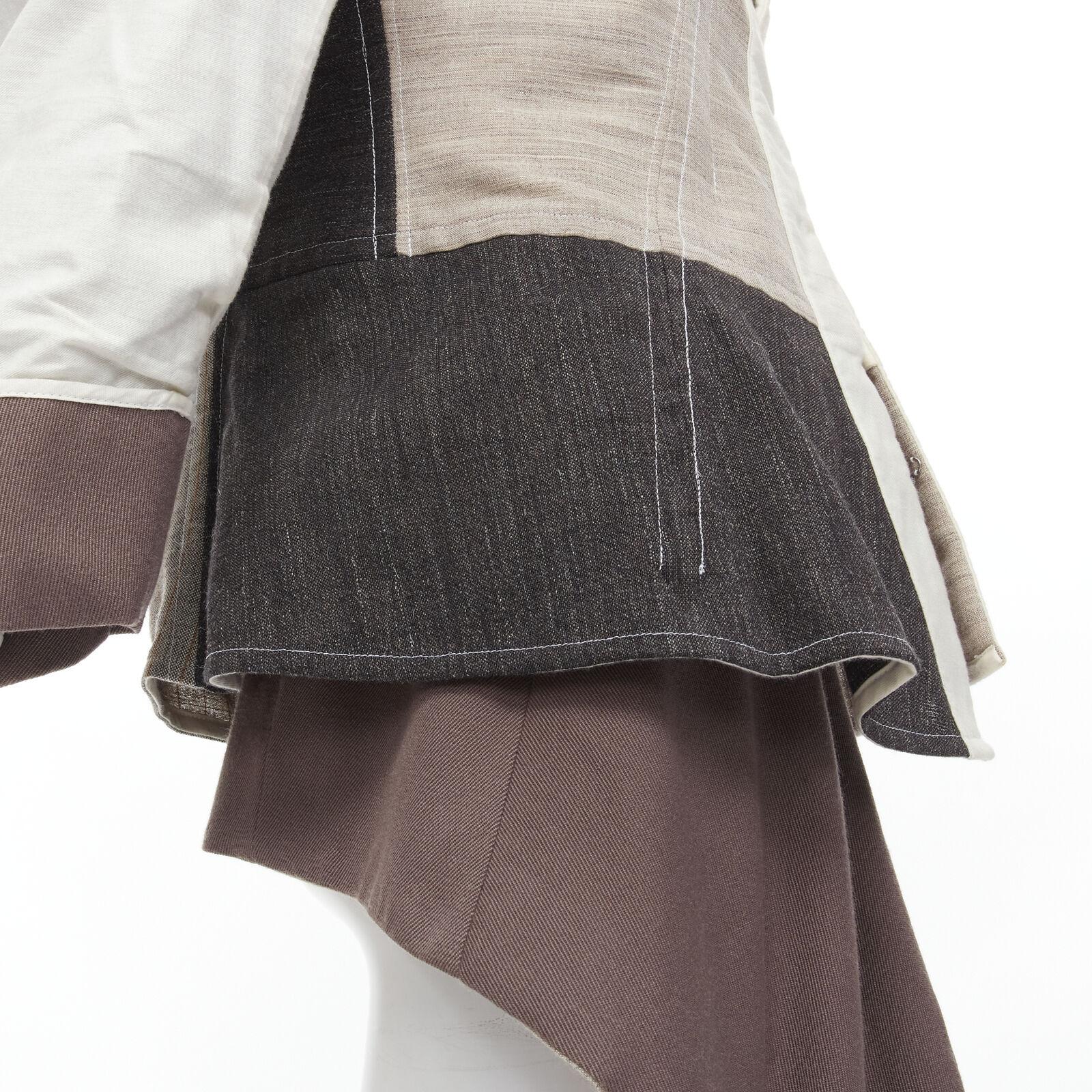 rare COMME DES GARCONS Vintage 1998 Runway patchwork inside out  jacket skirt S For Sale 5