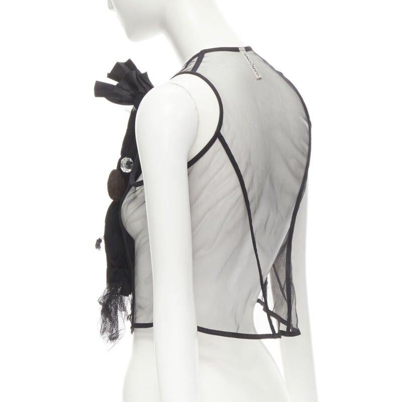 rare COMME DES GARCONS Vintage 2004 Runway crystals felt balls sheer vest S For Sale 1