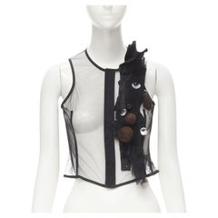 Seltene COMME DES GARCONS Vintage 2004 Laufsteg Kristalle Filzkugeln durchsichtige Weste S