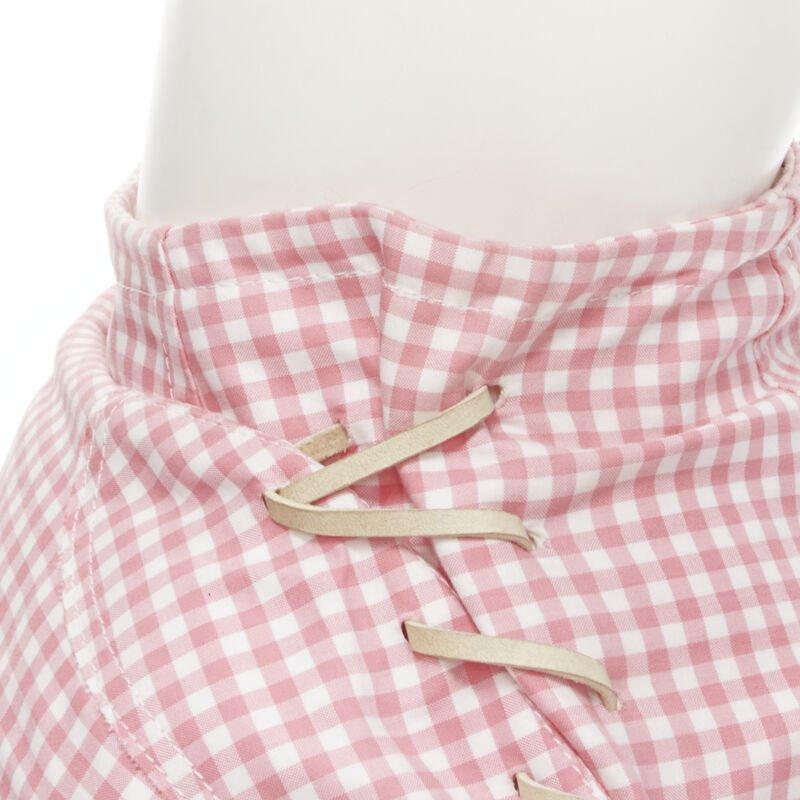 rare COMME DES GARCONS Vintage 2004 Runway pink checked  Punk balloon skirt For Sale 5