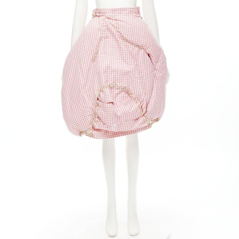 rare COMME DES GARCONS Vintage 2004 Runway pink checked  Punk balloon skirt For Sale 7