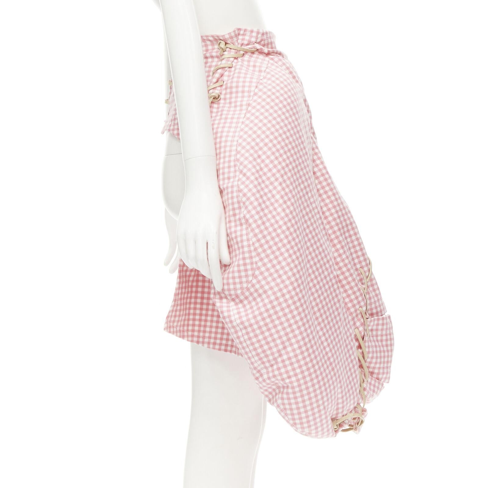 Women's rare COMME DES GARCONS Vintage 2004 Runway pink checked  Punk balloon skirt For Sale