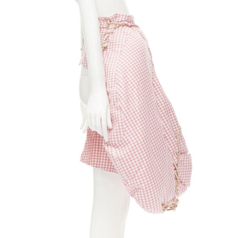 rare COMME DES GARCONS Vintage 2004 Runway pink checked  Punk balloon skirt In Good Condition For Sale In Hong Kong, NT