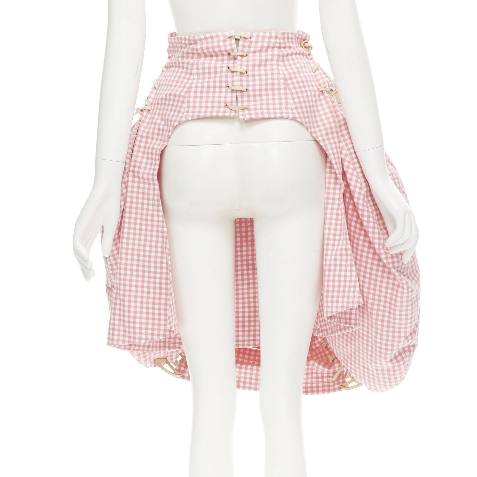 rare COMME DES GARCONS Vintage 2004 Runway pink checked  Punk balloon skirt For Sale 1