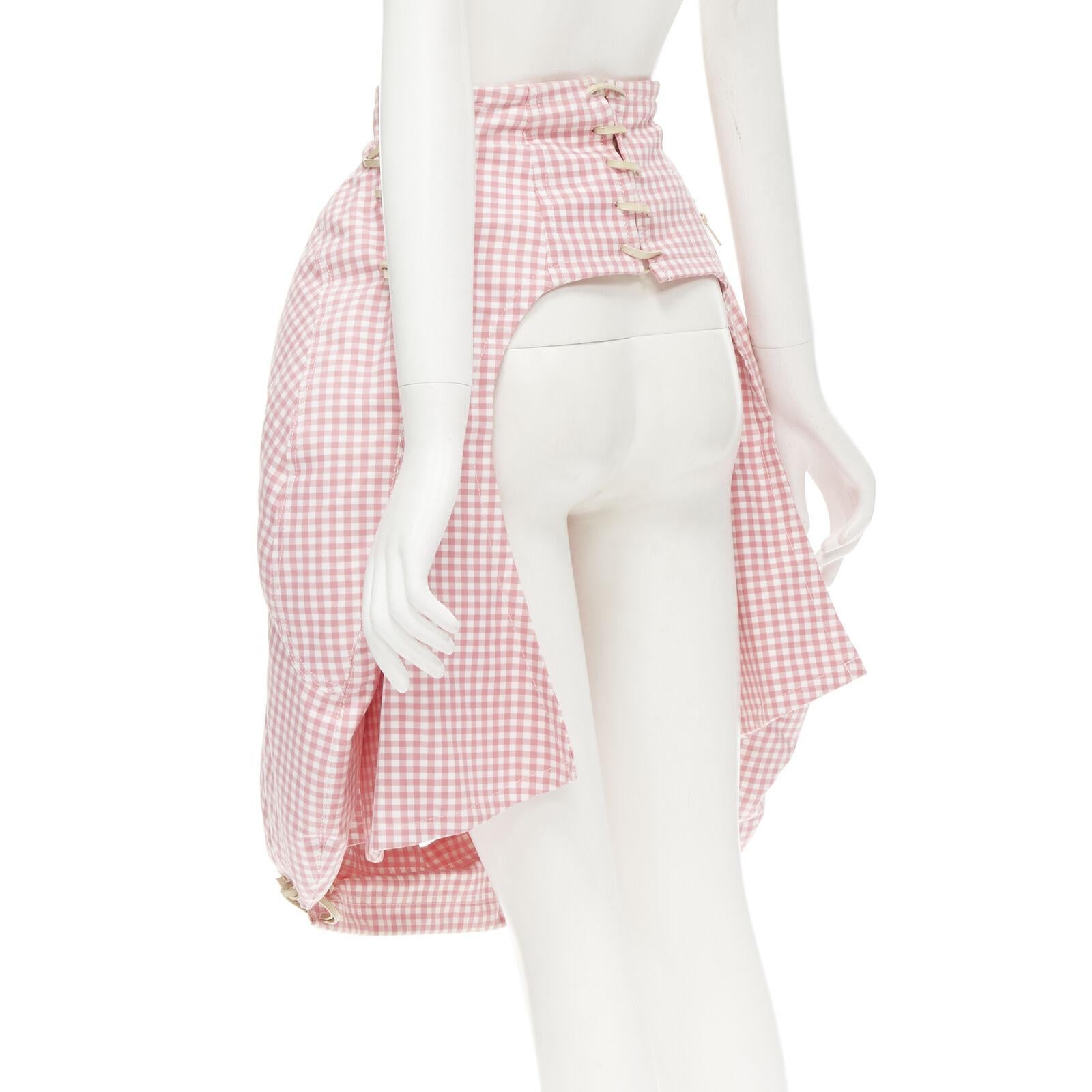 rare COMME DES GARCONS Vintage 2004 Runway pink checked  Punk balloon skirt For Sale 2