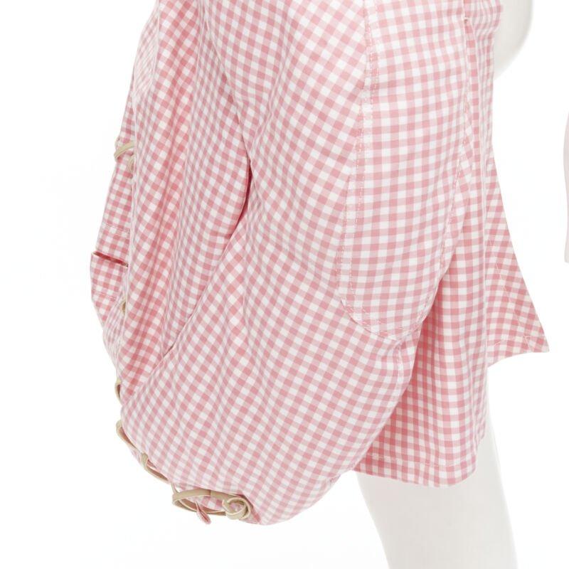 rare COMME DES GARCONS Vintage 2004 Runway pink checked  Punk balloon skirt For Sale 2
