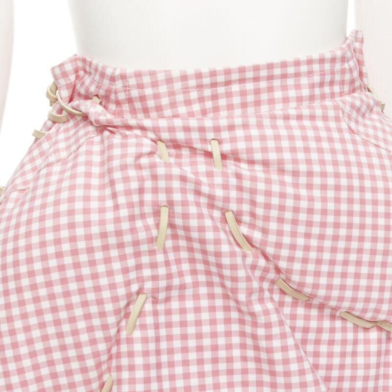 rare COMME DES GARCONS Vintage 2004 Runway pink checked  Punk balloon skirt For Sale 3