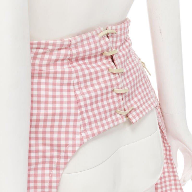 rare COMME DES GARCONS Vintage 2004 Runway pink checked  Punk balloon skirt For Sale 4