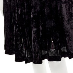raro COMME DES GARCONS Gonna vintage in velluto nero schiacciato con cristalli a goccia M