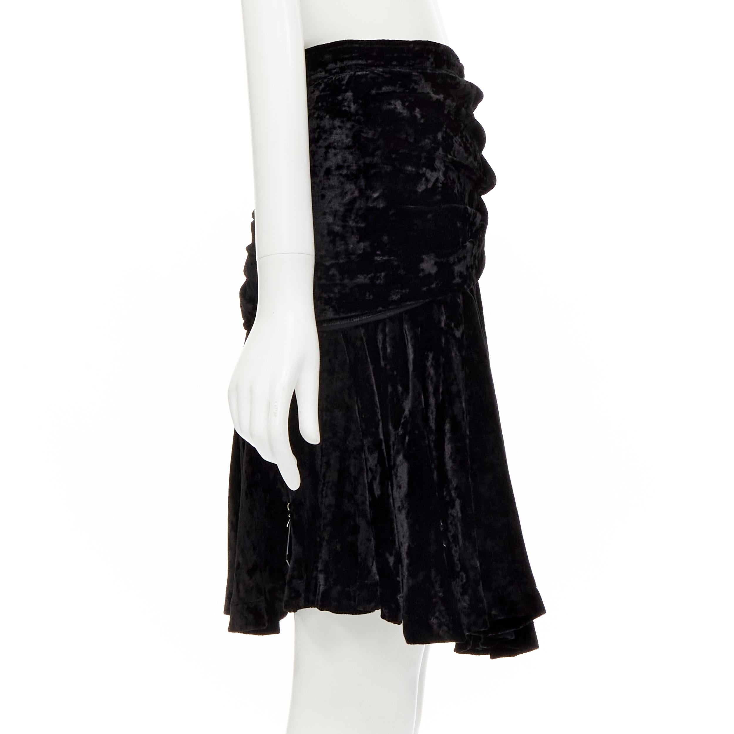 rare COMME DES GARCONS Vintage black crushed velvet teardrop crystals skirt M In Excellent Condition For Sale In Hong Kong, NT