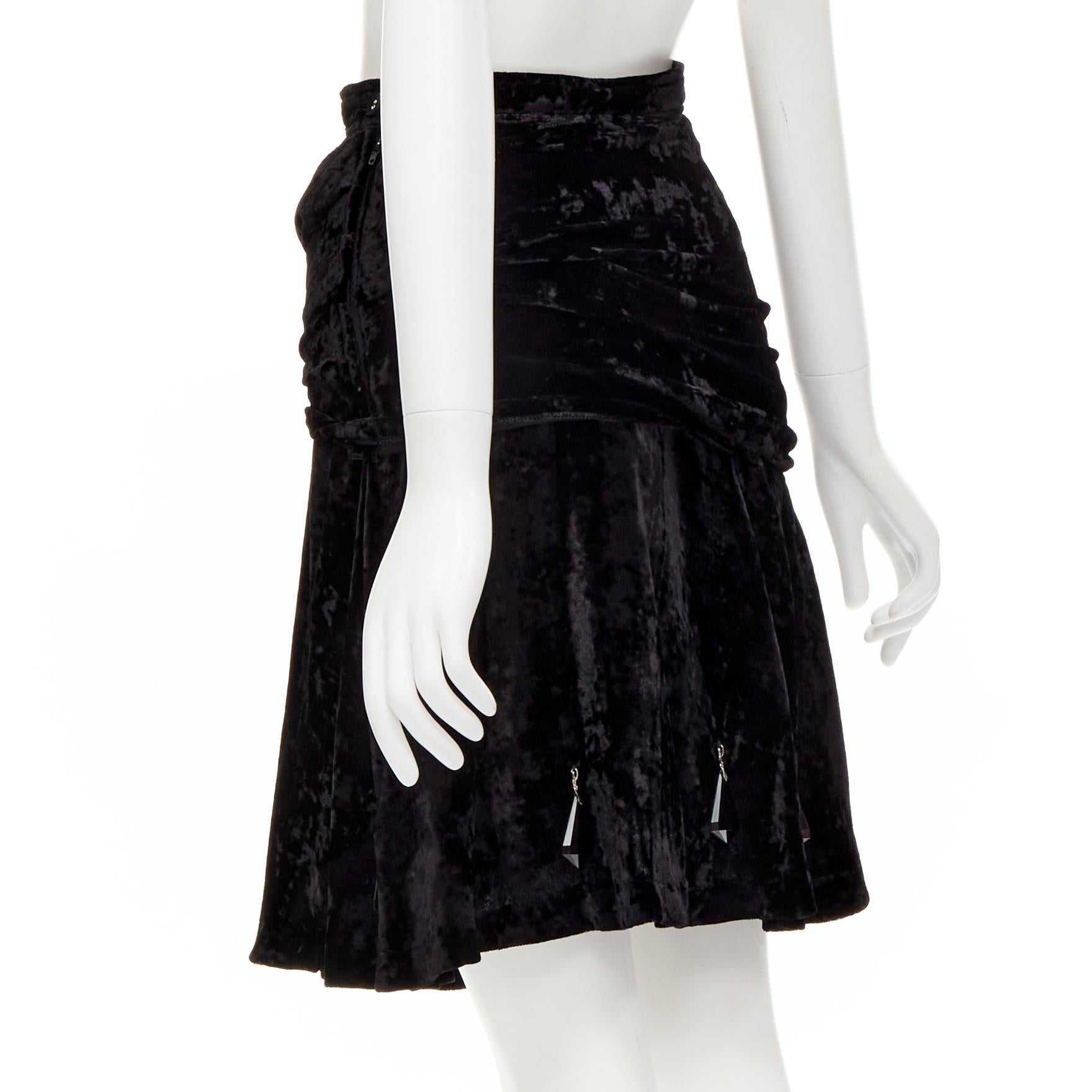 rare COMME DES GARCONS Vintage black crushed velvet teardrop crystals skirt M For Sale 1
