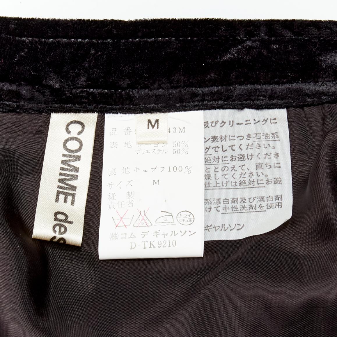 rare COMME DES GARCONS Vintage black crushed velvet teardrop crystals skirt M For Sale 3