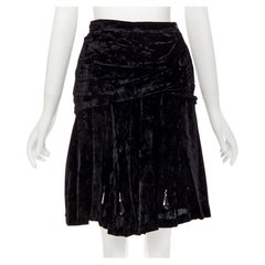raro COMME DES GARCONS Gonna vintage in velluto nero schiacciato con cristalli a goccia M