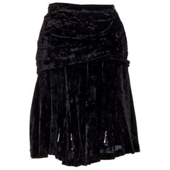 COMME DES GARCONS Jupe vintage rare en velours noir écrasé et cristaux en forme de goutte d'eau, Taille M