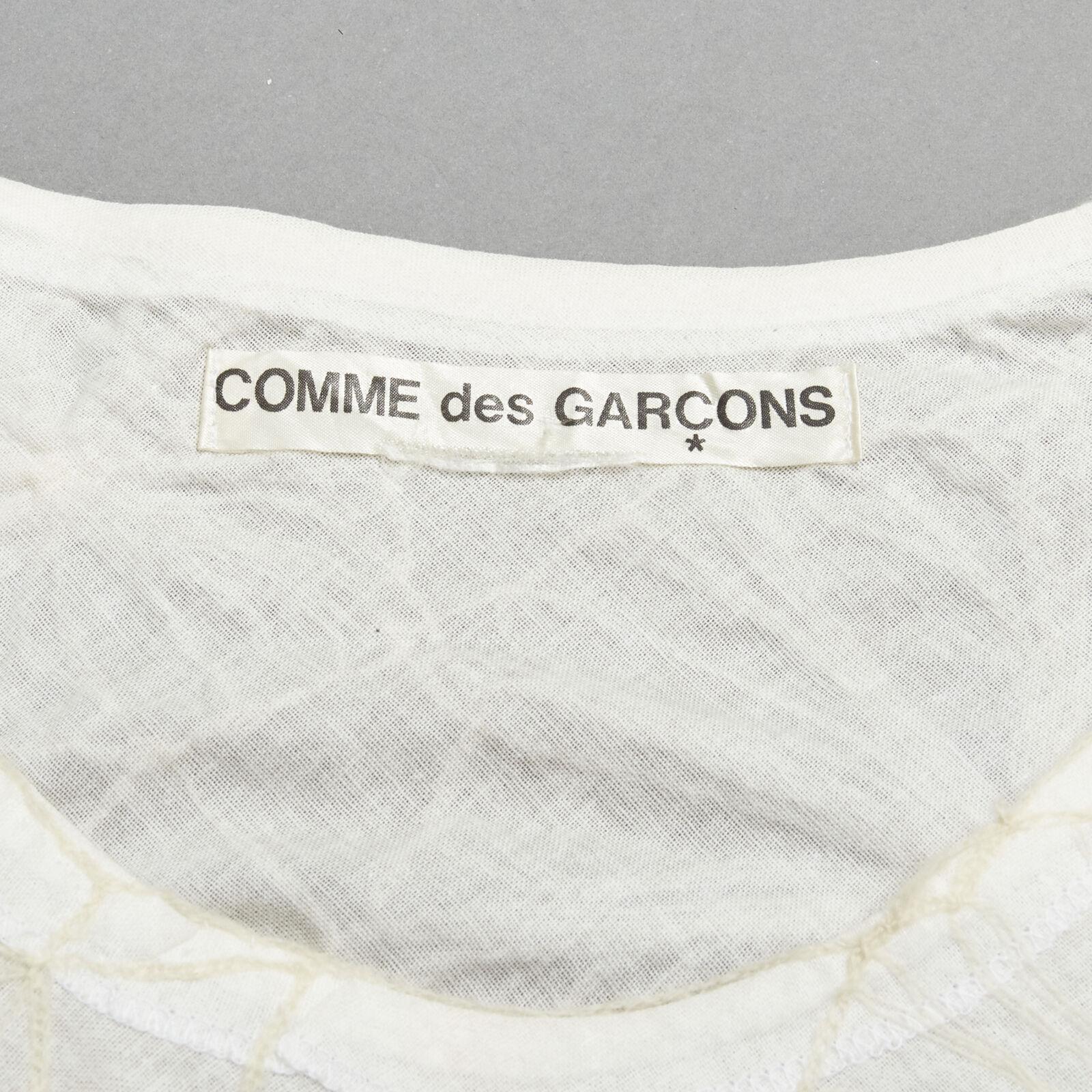 rare COMME DES GARCONS Vintage white linen floral web embroidery crop top S For Sale 4