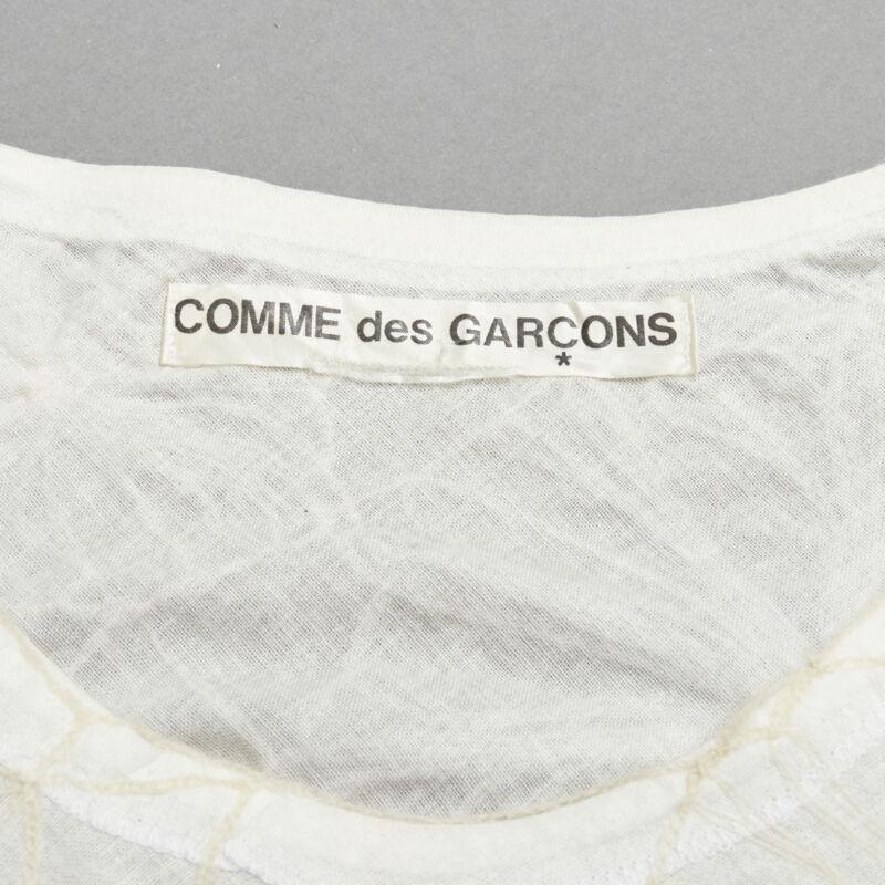 rare COMME DES GARCONS Vintage white linen floral web embroidery crop top S For Sale 3