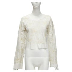raro COMME DES GARCONS Vintage blanco lino bordado floral web crop top S
