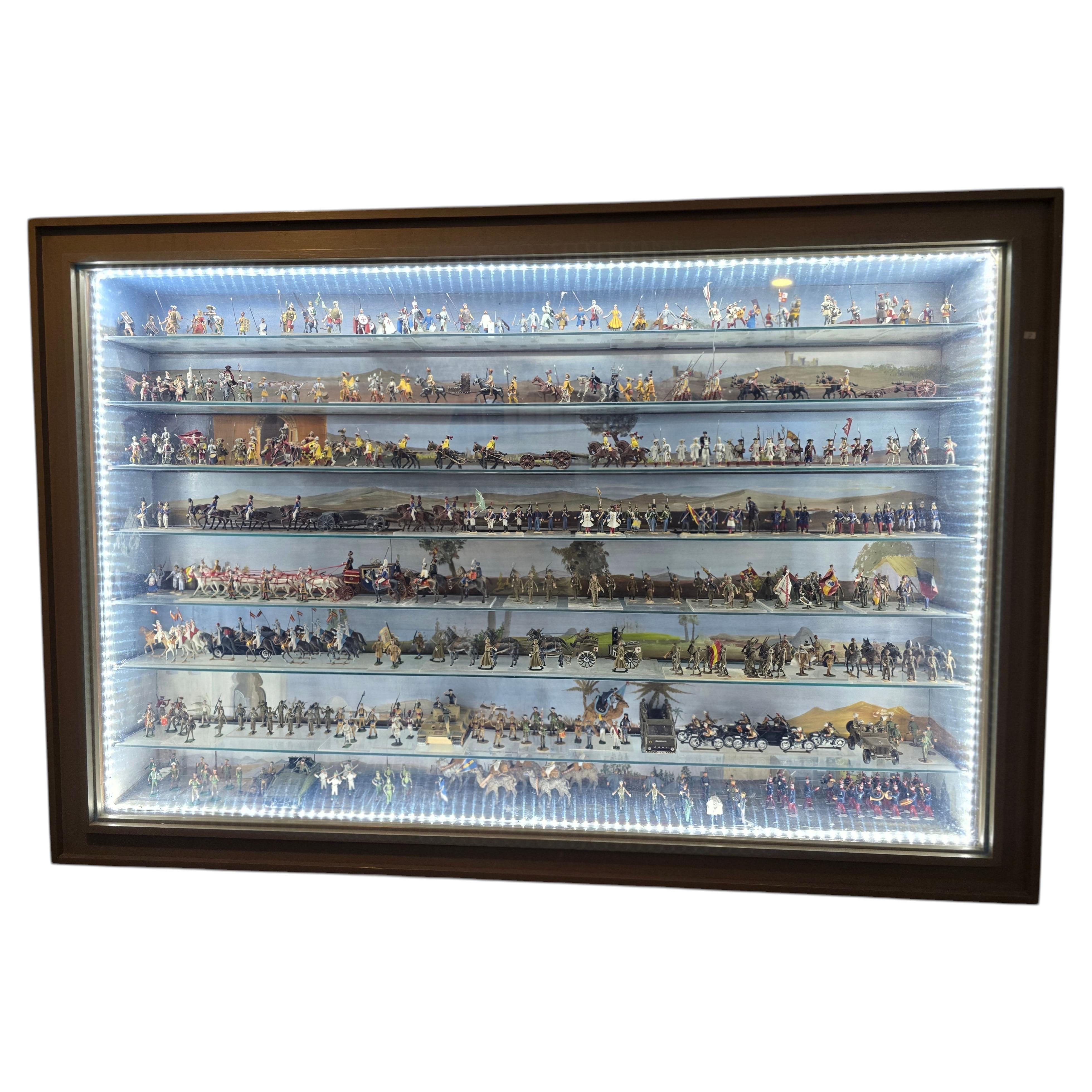 Rare Complete Collection of Spanish Army Lead Soldiers with Custom Display Case