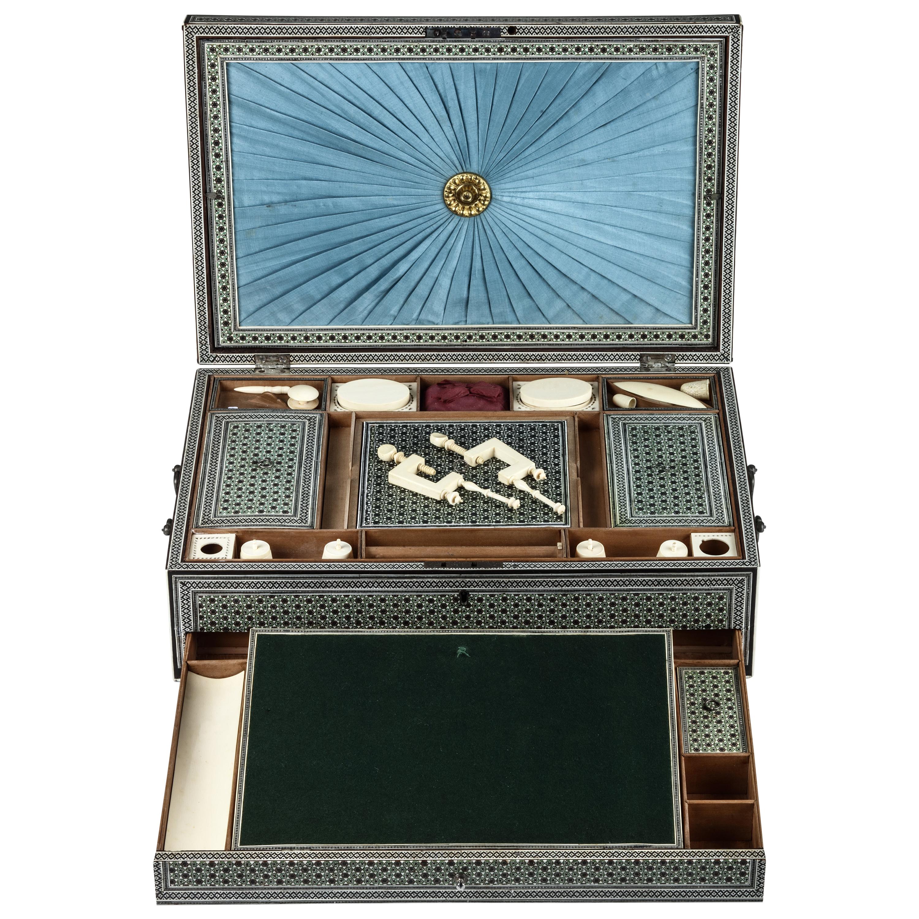 Rare Complete Early 19th Century Indian Sadeli Work and Writing Box For Sale