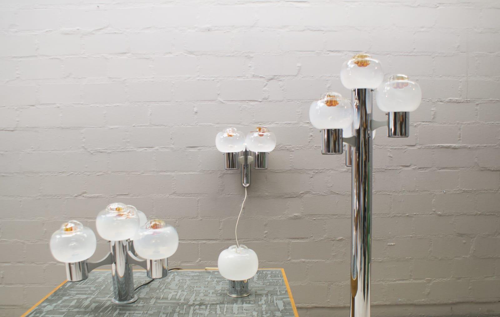 Mid-Century Modern Rare ensemble complet de lampes Mazzega, lampadaires, tables, appliques et plafonniers, années 1960