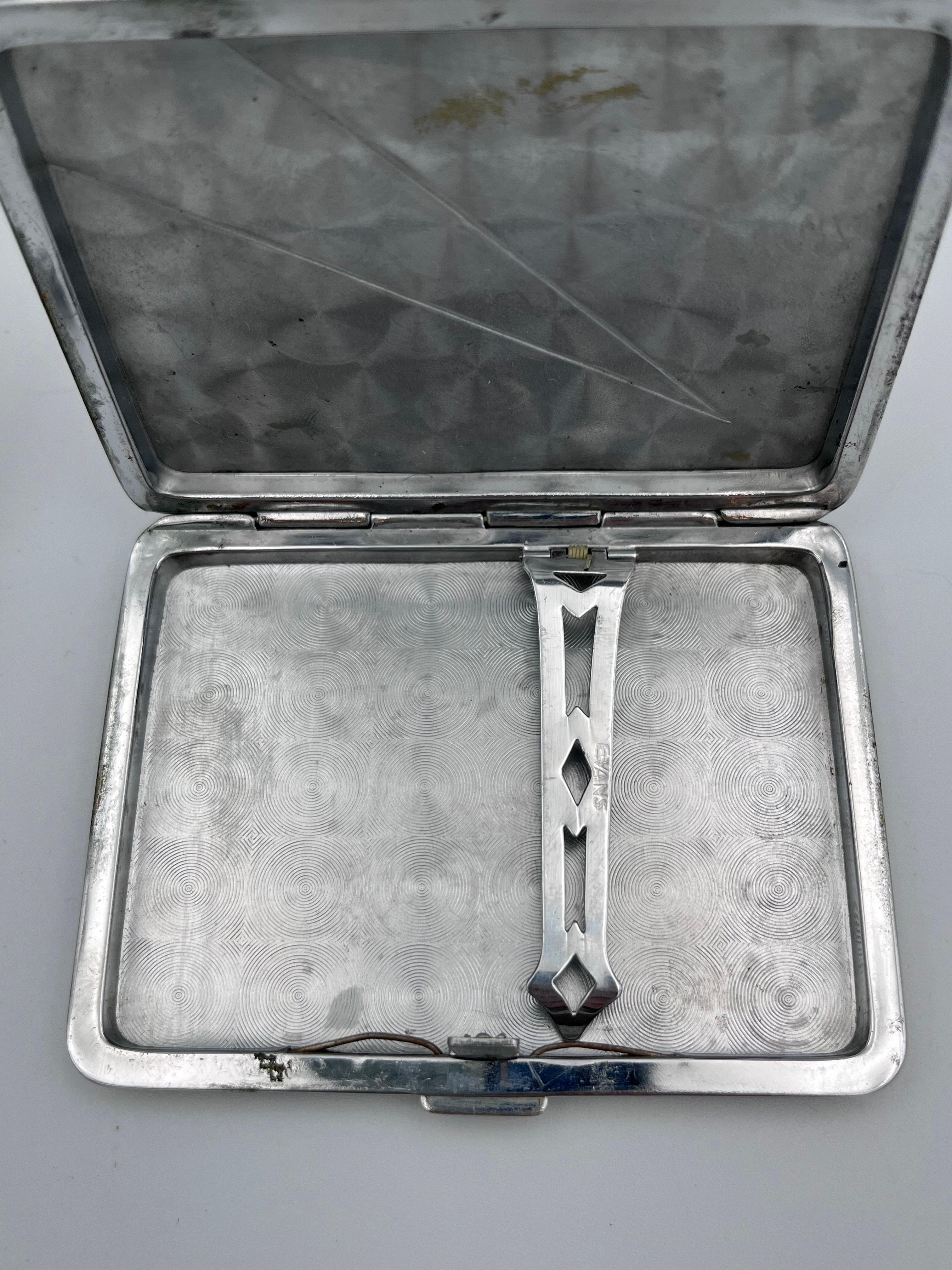 Metal Rare Complimentary Pair of 1920s Art Deco Enamel Evan's Case Co. Cigarette Cases For Sale