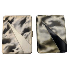 Rare Complimentary Pair of 1920s Art Deco Enamel Evan's Case Co. Cigarette Cases