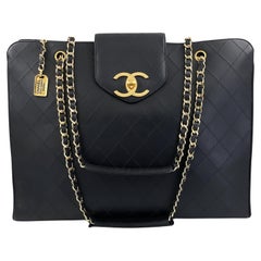 Rare Condition Chanel Vintage Black Weekender Supermodel XL Tote Bag 67249