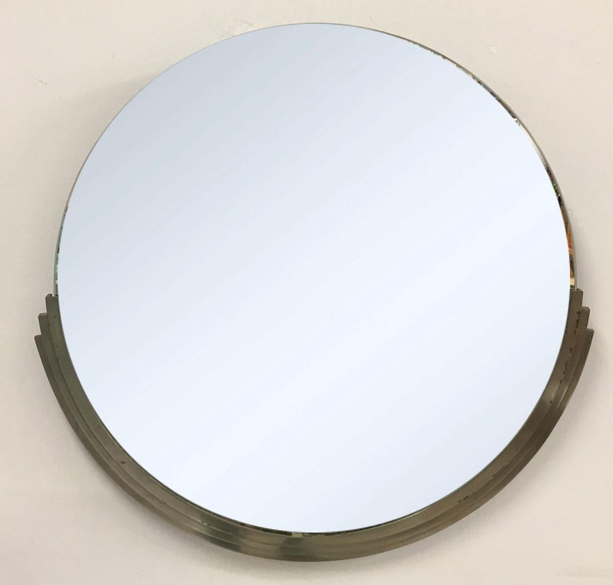 Seltene Konsole und ihr Spiegel aus vernickelter Bronze im Stil von Jules Leleu im Angebot 2