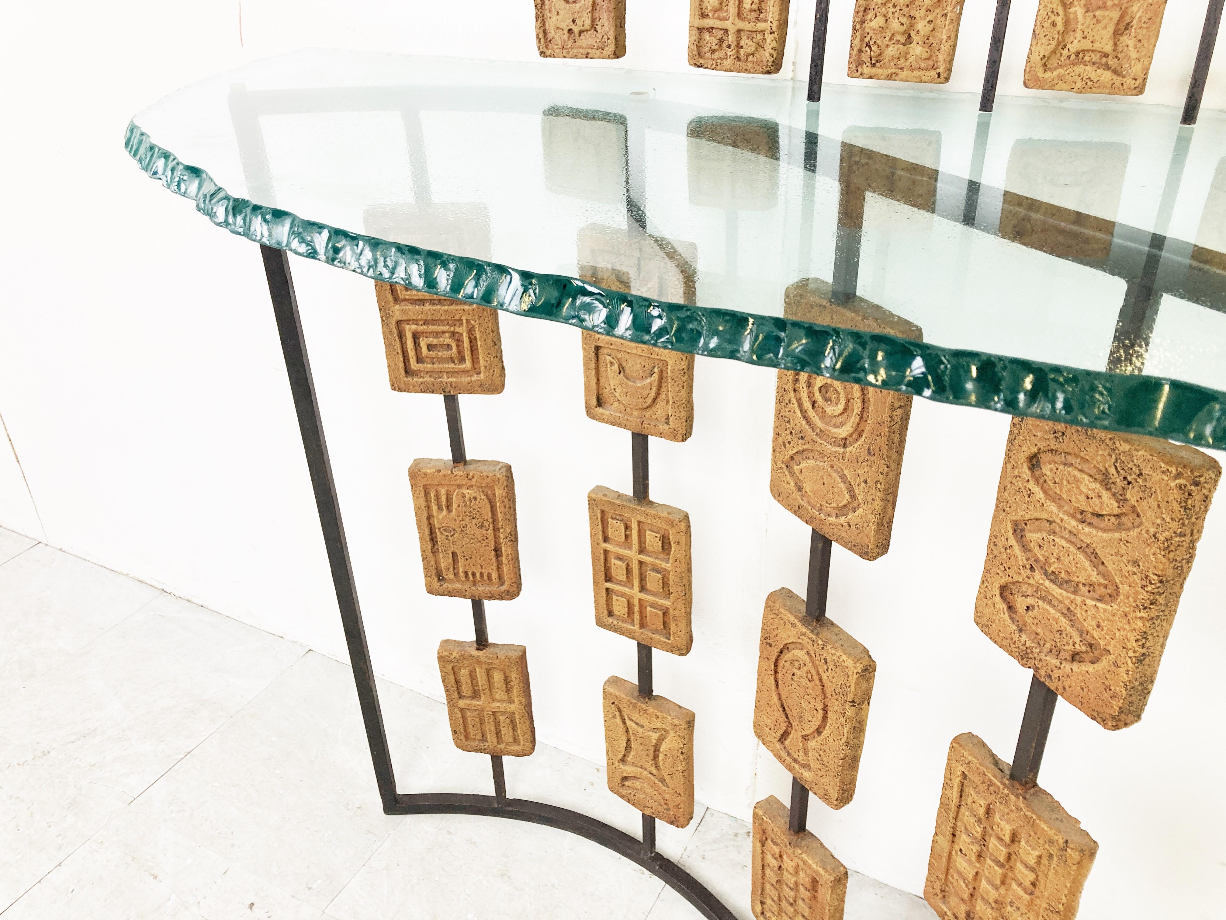 Terracotta Console e specchio rari di Mario Giani, anni '70 in vendita