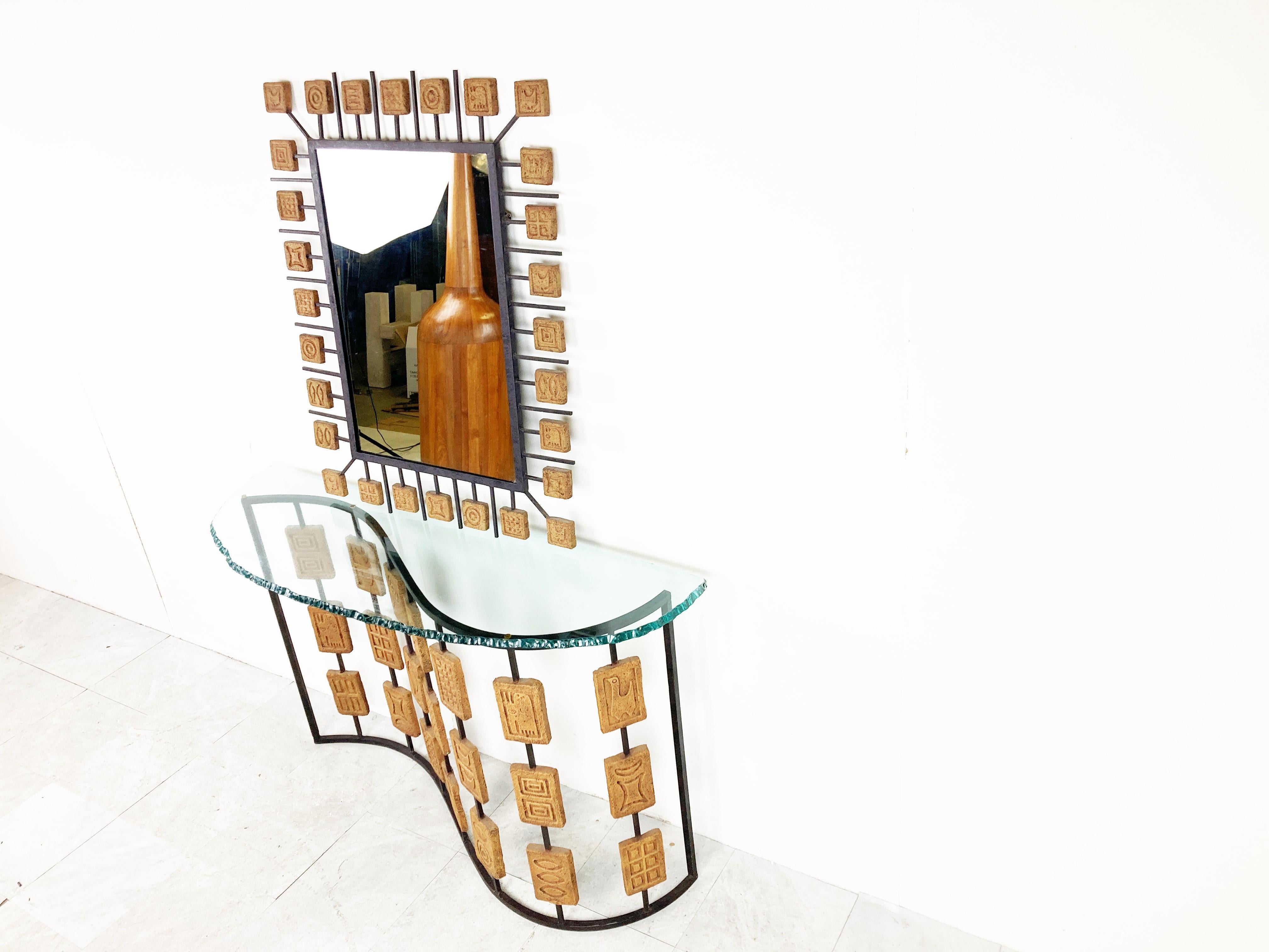 Fin du 20e siècle Console et miroir rares de Mario Giani, 1970 en vente