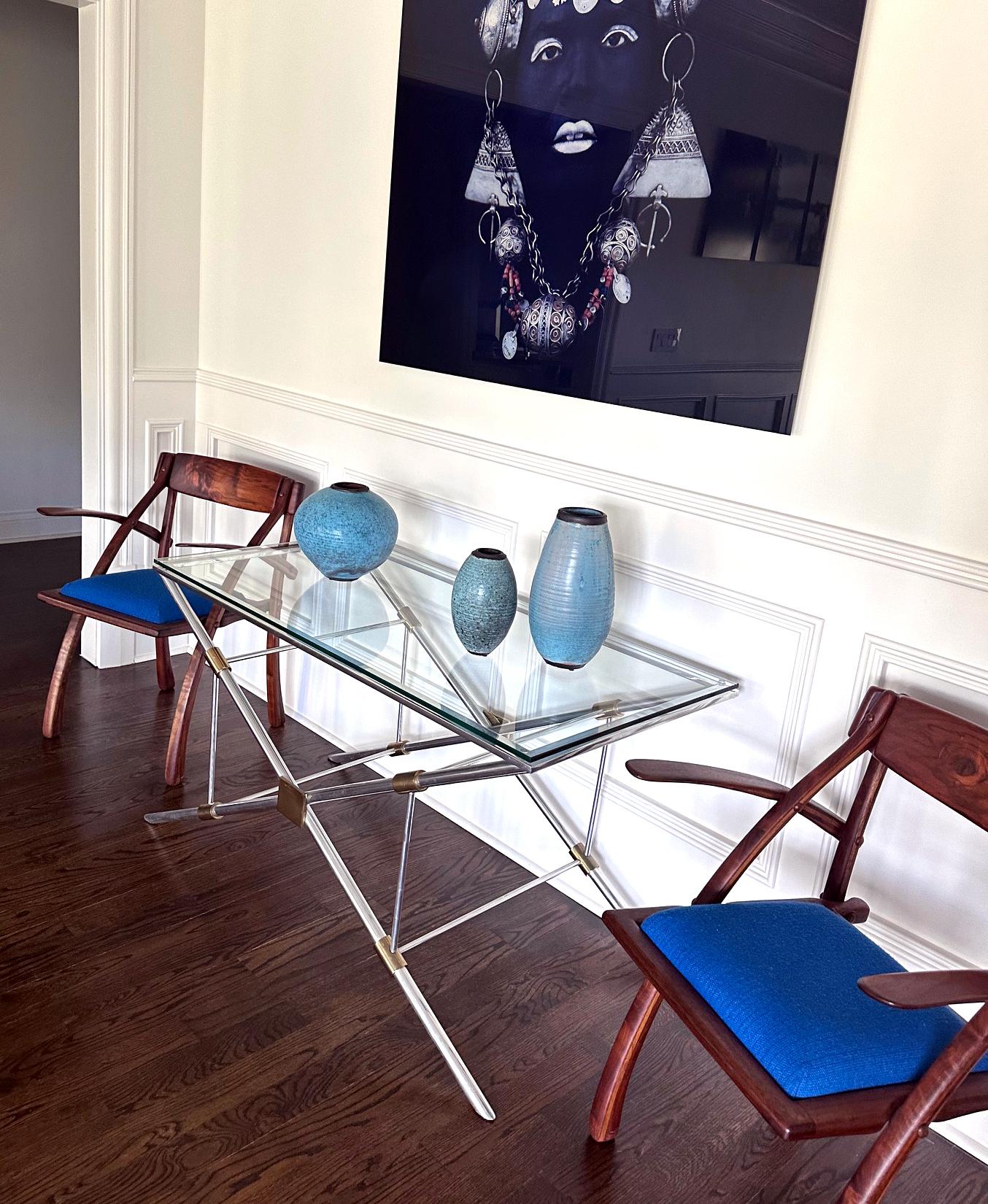 Rare X-leg Console Sofa Table by John Vesey For Sale 6