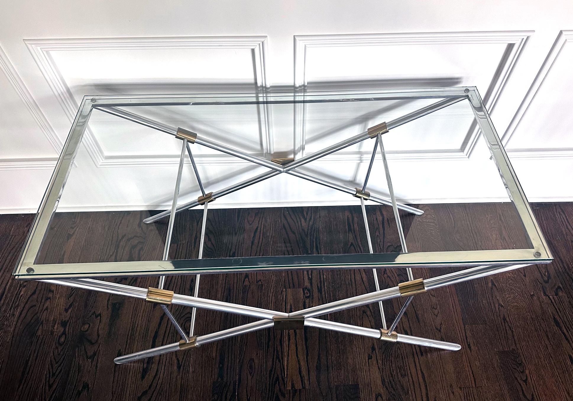 American Rare X-leg Console Sofa Table by John Vesey For Sale