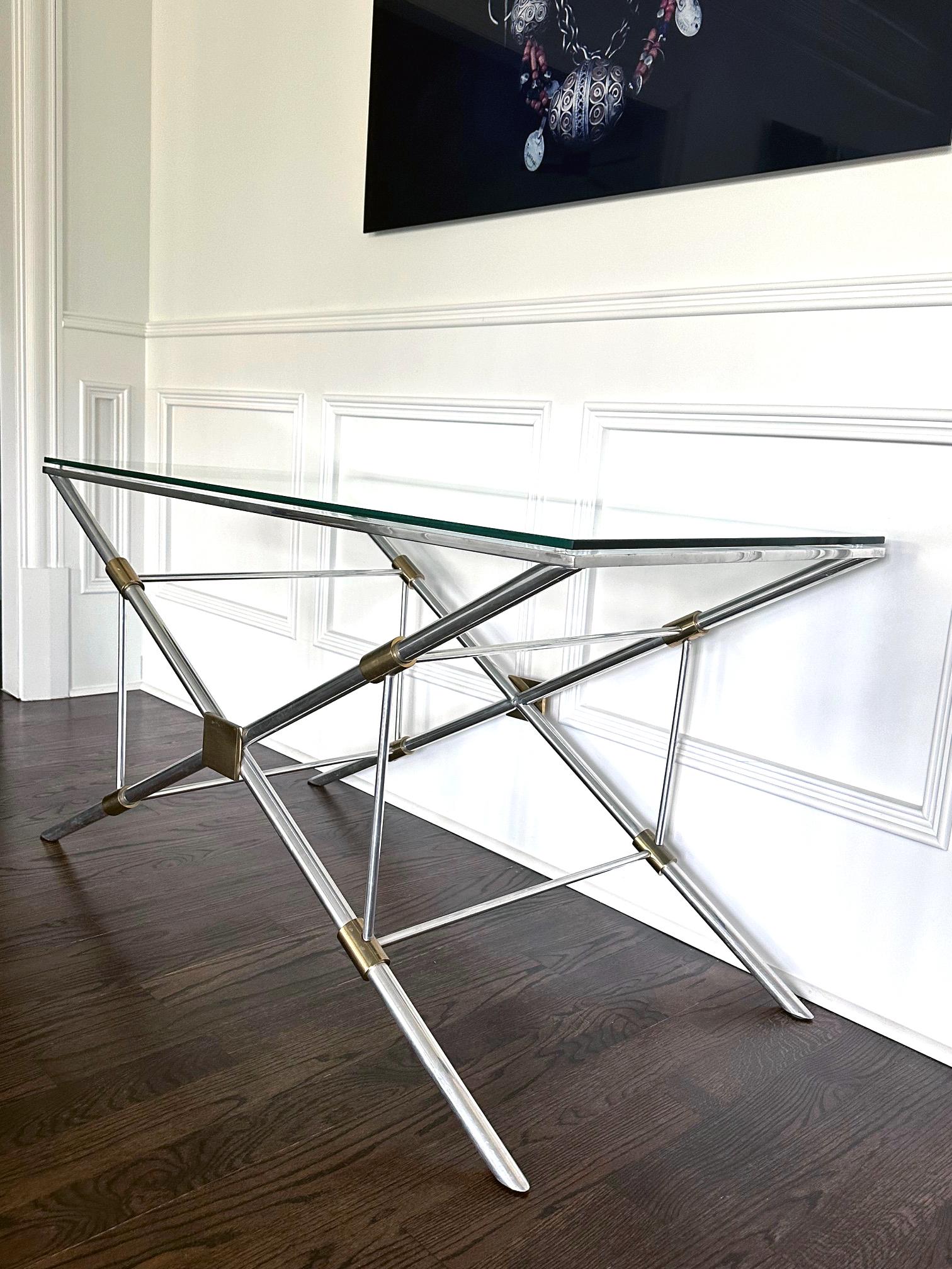 Rare X-leg Console Sofa Table by John Vesey In Good Condition For Sale In Atlanta, GA