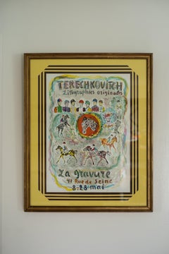 Seltene Constantin Terechkovitch 'La Gravure' Original-Lithographie „La Gravure“ in Vintage-Rahmen