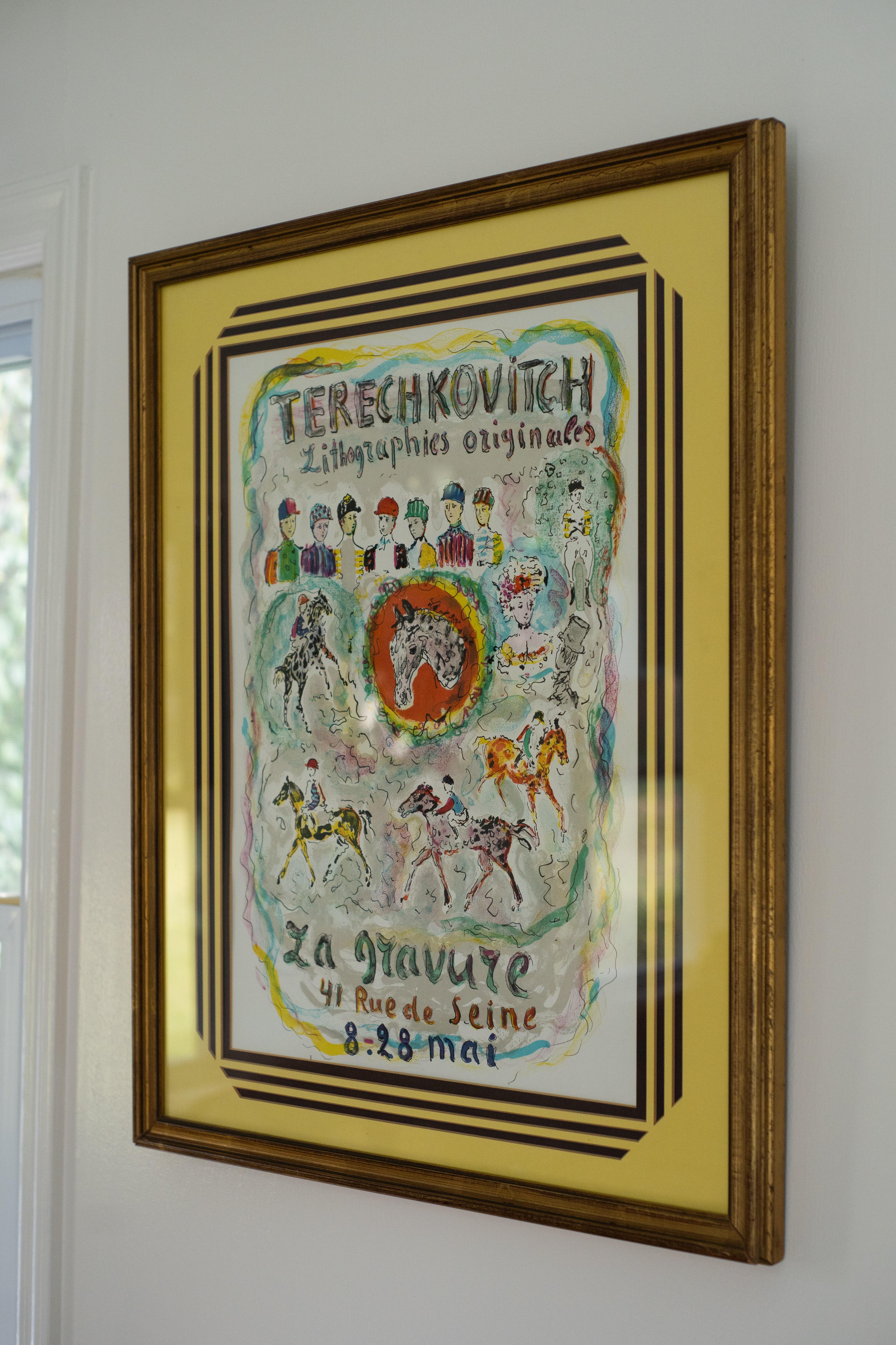 Seltene Constantin Terechkovitch 'La Gravure' Original-Lithographie „La Gravure“ in Vintage-Rahmen (Moderne der Mitte des Jahrhunderts) im Angebot
