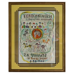 Rara litografía original de Constantin Terechkovitch "La Gravure" en marco vintage