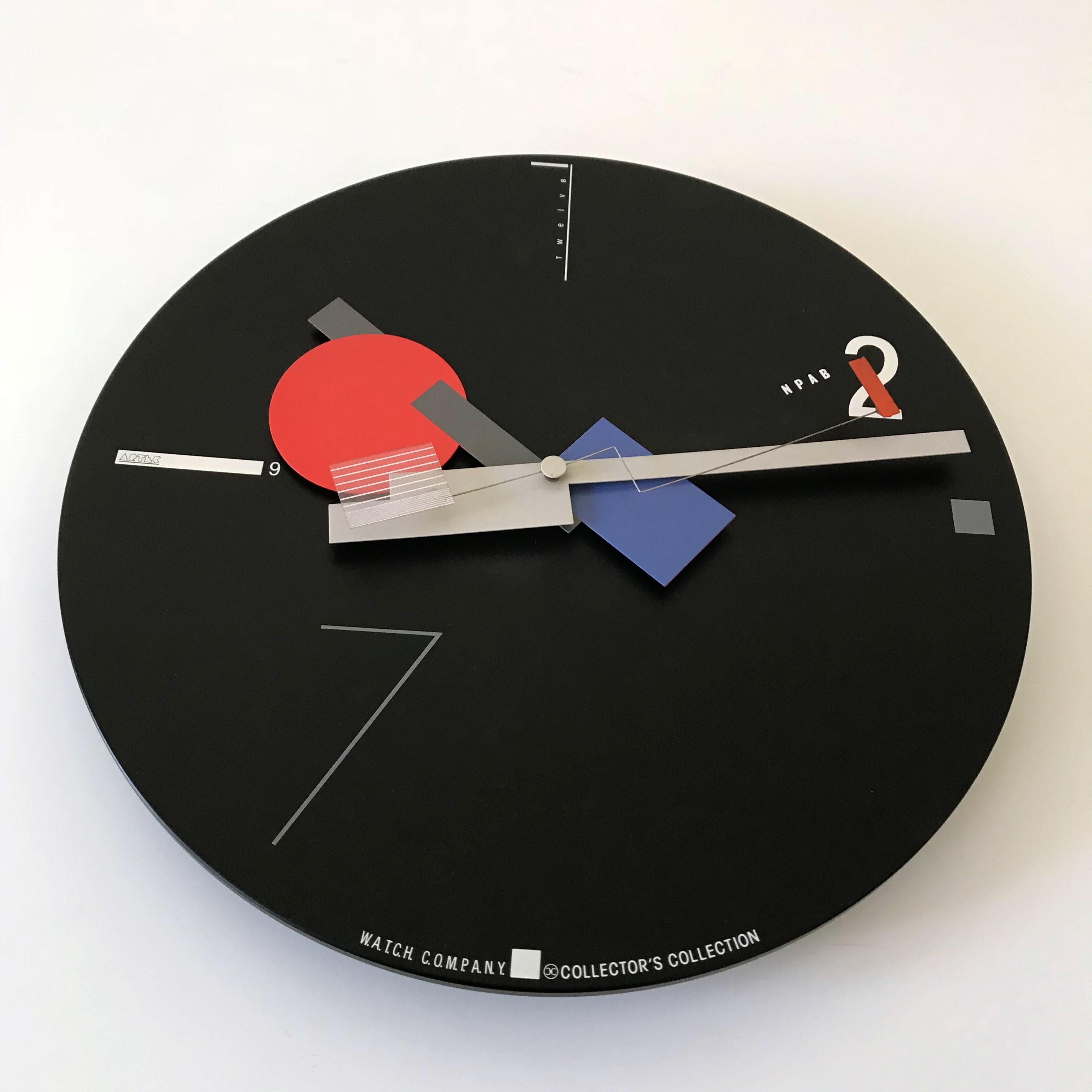 Rare Constructivist Art Time Artec Wall Clock by Canetti, USA, 1980s 1