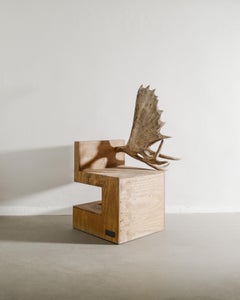 Rare Contemporary Wooden "Stag Chair" by Rick Owens in Plywood & Elk Horn 2007