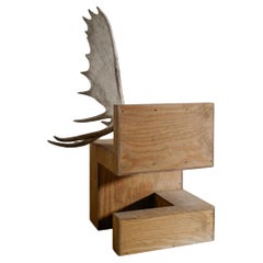 Rare Contemporary Wooden "Stag Chair" by Rick Owens in Plywood & Elk Horn 2007
